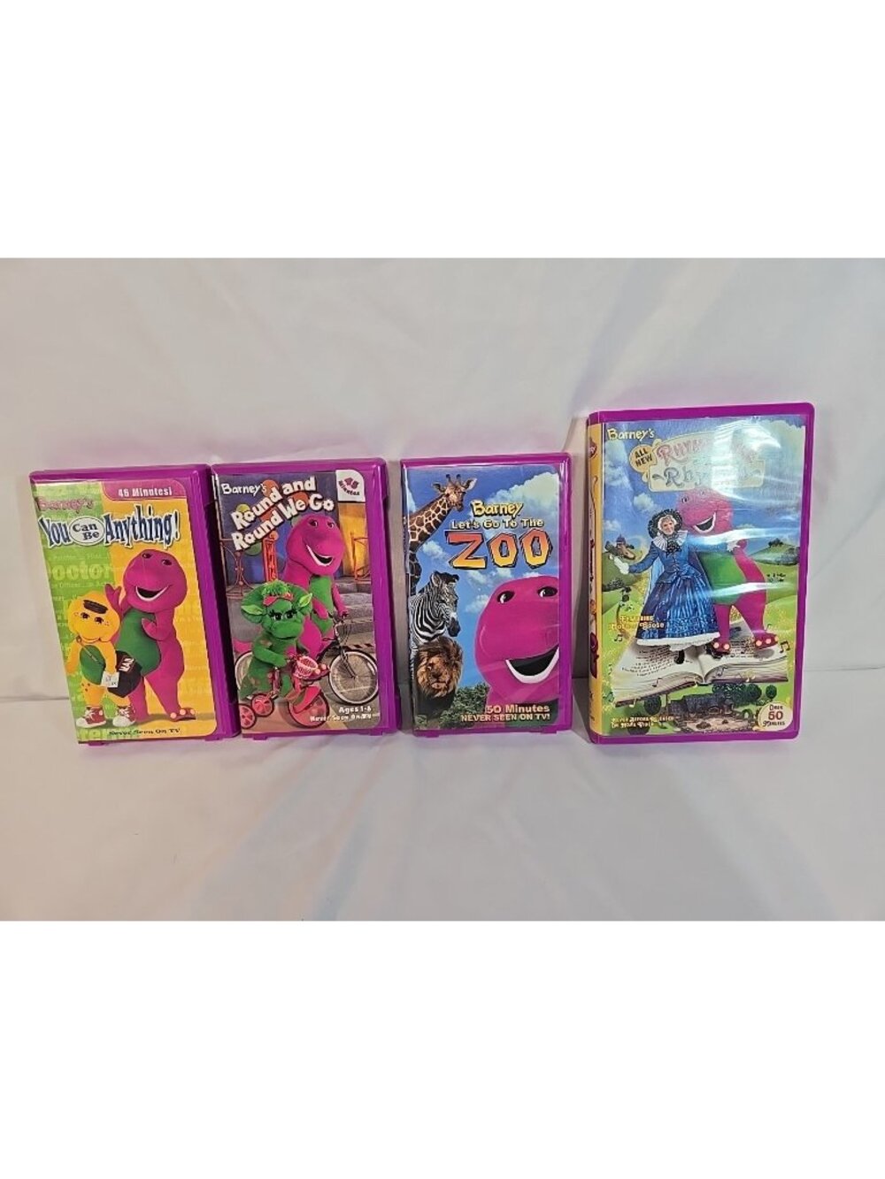 Barney VHS Set of 4--Rhyme Time/Be Anything/Let's Go to the Zoo/Round We Go